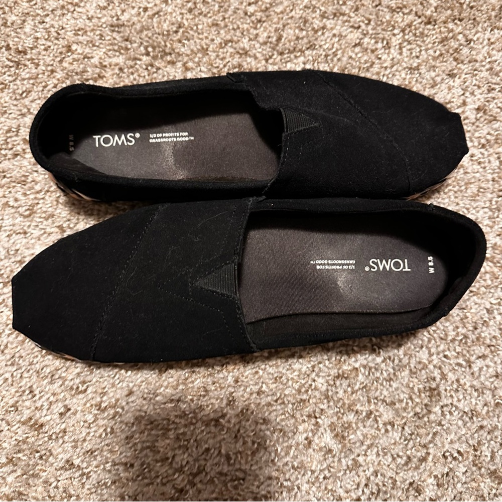 TOMS Alpargata Vetiver Black Suede Leather Slip-On Size 8.5 - Picture 8 of 9